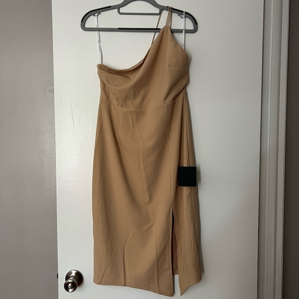 Lulus beige asymmetrical dress